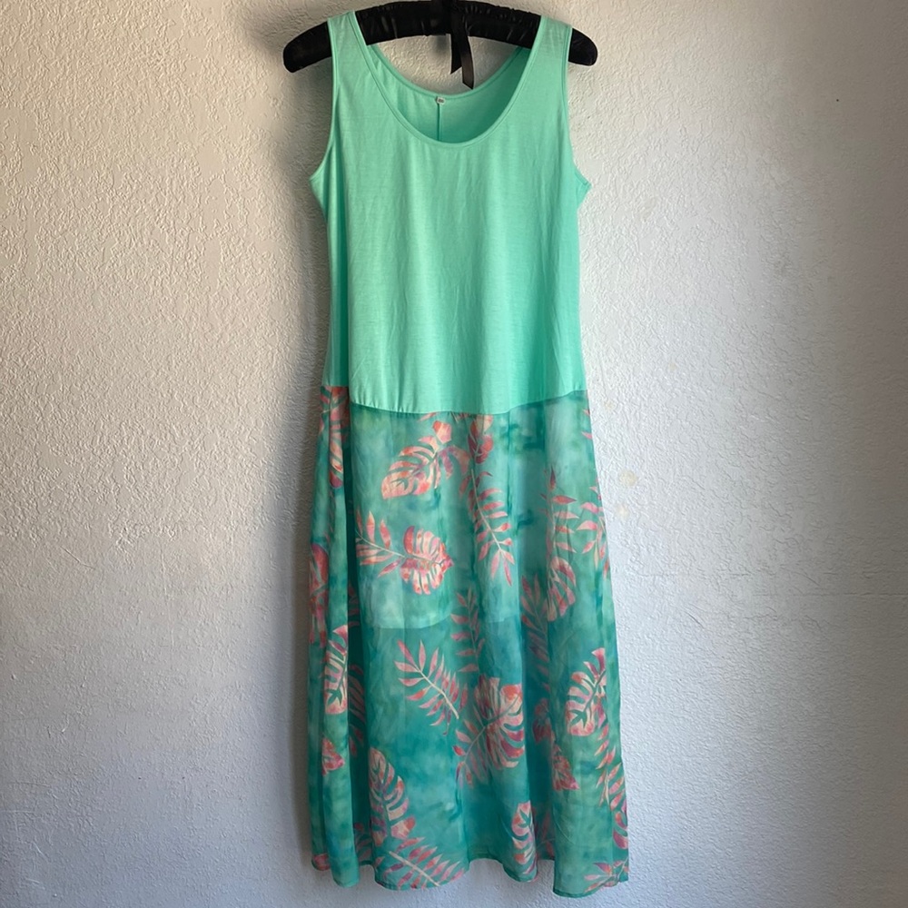 Maxi Dress Soft Jersey Top Floral Batik Skirt Sleeveless Size 4XL